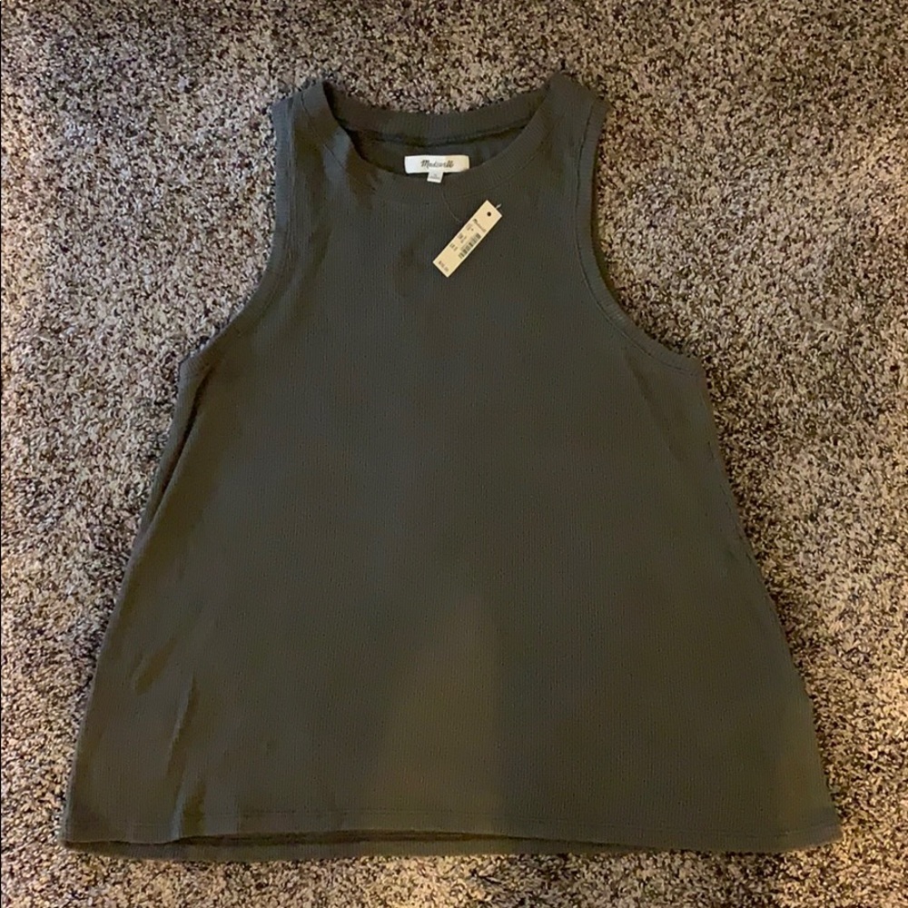 Madewell ribbed knit green top